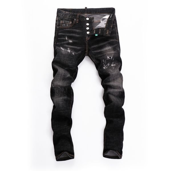 DSQ noir slim hommes JEANS Pantalon Classique Hip Hop Rock Moto Designer Pantalon Distressed Skinny Denim dsq2 Biker Jeans 6915