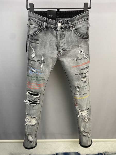 DSQ GRIS COOLGUY JEANS Jeans pour hommes Pantalon classique Hip Hop Rock Moto Pantalon de créateur décontracté Denim skinny en détresse dsq2 Biker Jeans 6914