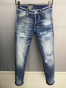 dsq Jeans pour hommes DSQ2 COOLGUY JEANS Hip Hop Rock Moto Design Ripped Distressed Skinny Denim dsq2 blue Jeans 821
