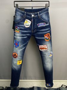 dsq Jeans pour hommes DSQ2 COOLGUY JEANS Hip Hop Rock Moto Design Ripped Distressed straight Denim dsq2 blue Jeans 866
