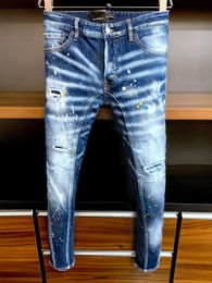 DSQ PHANTOM TURTLE Jeans para hombre Jeans de diseñador de lujo para hombre Skinny Ripped Cool Guy Causal Hole Denim Fashion Brand Fit Jeans Hombres Pantalones lavados 61175