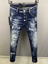 DSQ PHANTOM TURTLE Herenjeans Klassieke Mode Man Jeans Hip Hop Rock Moto Mens Casual Design Ripped Jeans Verontruste Skinny Denim Biker Jeans 6133