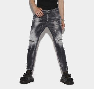 DSQ PHANTOM TURTLE Jeans voor heren BLACK SQUAT SUPER TWINKY DENIM JEANS Klassieke herenjeans Hiphop Rock Moto Mens Casual Ripped Jeans Distressed Skinny Denim Biker-broek