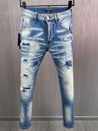 DSQ PHANTOM TURTLE Jeans Mannen Jeans Heren Luxe Designer Jeans Skinny Ripped Cool Guy Causaal Gat Denim Modemerk Fit Jean Man Gewassen Broek 60829