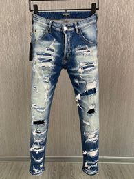 DSQ PHANTOM TURTLE Jeans Heren Jeans Heren Luxe Designer Jeans Skinny Ripped Cool Guy Causaal Gat Denim Modemerk Fit Jean Man Gewassen Broek 60870
