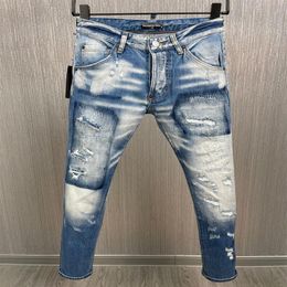 DSQ PHANTOM TURTLE Jeans Hommes Designer De Luxe Jeans Skinny Ripped Cool Guy Causal Hole Denim Marque De Mode Fit Jeans Hommes Lavés Pa194J