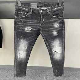 DSQ PHANTOM TURTLE Мужские джинсы Классические модные мужские джинсы Хип-хоп Рок Мото Мужские повседневные рваные джинсы скинни 220q