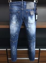 DSQ PHANTOM TURTLE Jeans pour hommes Classique Mode Homme Jeans Hip Hop Rock Moto Mens Casual Design Ripped Jeans Distressed Skinny 276l