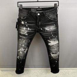 DSQ PHANTOM SCHILDPAD Heren Jeans Klassieke Mode Man Jeans Hip Hop Rock Moto Mens Casual Design Gescheurde Jeans Verontruste Skinny 244L