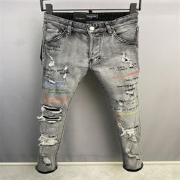 DSQ PHANTOM TURTLE Jeans pour hommes Classique Mode Homme Jeans Hip Hop Rock Moto Mens Casual Design Ripped Jeans Distressed Skinny 242G