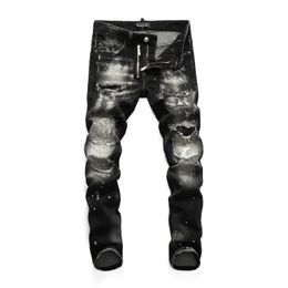 DSQ Phantom Turtle Men's Jeans Mens Italiaanse designer jeans skinny gescheurde coole kerel causaal gat denim modemerk fit jeans gewassen broek 65216
