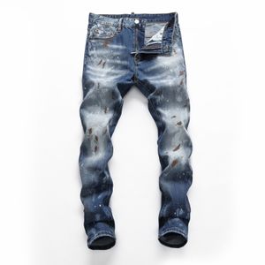 DSQ Phantom Turtle Men's Jeans Mens Italiaanse designer jeans skinny gescheurde Cool Guy causaal gat denim modemerk fit jeans gewassen broek 65305