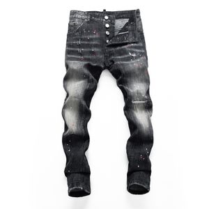 DSQ Phantom Turtle Men's Jeans Mens Italiaanse designer jeans skinny gescheurde coole kerel causaal gat denim modemerk fit jeans gewassen broek 65291