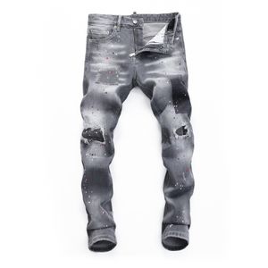 DSQ Phantom Turtle Men's Jeans Mens Italiaanse designer jeans skinny gescheurde coole kerel causaal gat denim modemerk fit jeans gewassen broek 65303