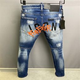 DSQ PHANTOM TURTLE Jeans pour hommes Jeans de luxe pour hommes Skinny Ripped Cool Guy Causal Hole Denim Marque de mode Fit Jeans Me255G