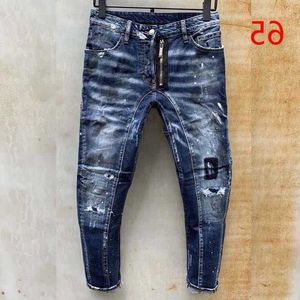 jeans en denim pour hommes pantalons déchirés noirs mode skinny style cassé vélo moto rock revival jean