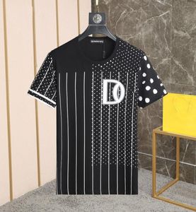 DSQ Phantom Turtle Mens Designer T -shirt Italiaanse Milan Fashion Polka Dot met gestreepte print T -shirt Zomer Zwart Wit T -shirt HIP8694640