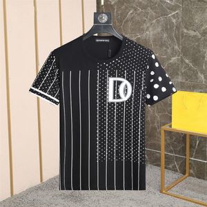 DSQ PHANTOM TURTLE Heren Designer T-shirt Italiaanse Milan Fashion Polka Dot met gestreepte print T-shirt Zomer Zwart Wit T-shirt Hip2863