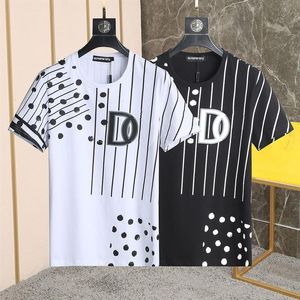 DSQ PHANTOM TURTLE Heren Designer T-shirt Italiaanse Milan Fashion Polka Dot met gestreepte print T-shirt Zomer Zwart Wit T-shirt Hip258x