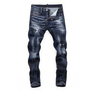 DSQ slim bleu Jeans Homme Cool Guy Jeans Classique Hip Hop Rock Moto Design Décontracté Ripped Distressed Denim Biker DSQ2 Jeans 417
