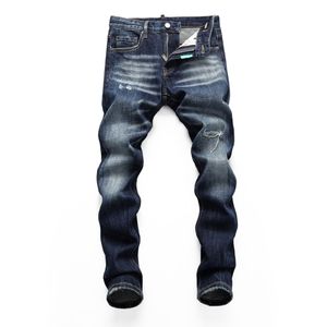 DSQ slim bleu hommes jean Cool gars jean trou classique Hip Hop Rock Moto Design décontracté en détresse Denim DSQ2 jean 390