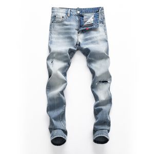 DSQ slim bleu Hommes Jeans Cool Guy Jeans Classique Hip Hop Rock Moto Casual Design Ripped Distressed Denim Biker DSQ2 Jeans 412