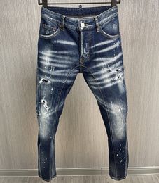 TR Apstar Slim Blue Men's Jeans DSQ2 Biker Jeans Classic Hip Hop Rock Moto Design Distressed Denim Skinny DSQ Jeans 603