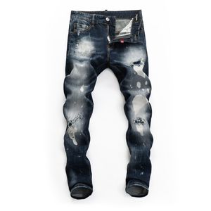 DSQ slim bleu Hommes Jeans Homme Pantalon Hip Hop Rock Moto Designer Pantalon Distressed Skinny Denim dsq2 Biker Jeans 6915
