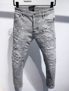 DSQ slim gris Jeans pour hommes DSQ2 BIKER JEANS Classique Hip Hop Rock Moto Design Distressed Denim skinny DSQ2 Jeans 229