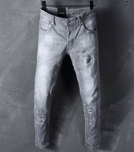 DSQ Slim Gray Heren Jeans DSQ2 Biker Jeans Classic Hip Hop Rock Moto Design Distressed Denim Biker Skinny DSQ2 Jeans 111
