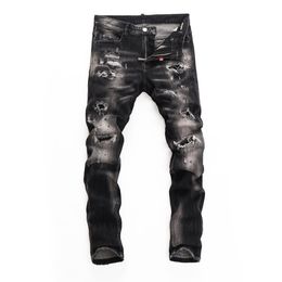 DSQ Slim Men's Jeans Black Sexy Trousers Hip Hop Rock Moto Mens Casual Designer Pants noodlijden Skinny Denim DSQ2 Biker Jeans 6959