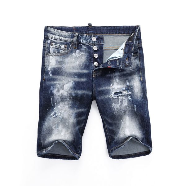 DSQ2 Cool Guy short Men's Jeans hombre negro Hip Hop Rock Moto Mens Design Ripped Distressed Denim DSQ summer blue Jeans short 398