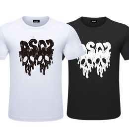 DSQ2 DSQICON2 2023 chemises imprimées t-shirts unis hommes et femmes marque col rond tendance de la mode classique pour la rue Simple à manches courtes