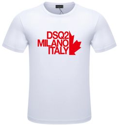DSQ2 DSQICON2 camisas estampadas Maple Leave Homens e Mulheres O-neck Clássico Tendência da Moda para Simples Marca de Rua Marca Curta Manga Curta