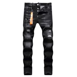 DSQ2 HOMMES Cool Guy Jeans noir Classique Homme Hip Hop Rock Moto Mens Casual Design Ripped Skinny Denim Biker DSQ Jeans 1057 grande taille 40