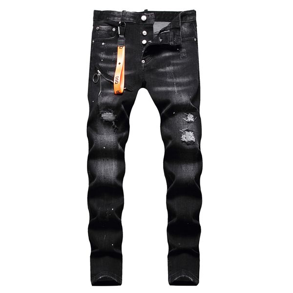 DSQ2 HOMMES Cool Guy Jeans noir Classique Homme Hip Hop Rock Moto Mens Casual Design Ripped Skinny Denim Biker DSQ Jeans 1057 grande taille 40