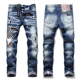 TR APSTAR DSQ hommes Cool Guy Jeans bleu classique homme Hip Hop Rock Moto Design Skinny Denim Biker DSQ Jeans 1052 grande taille 40