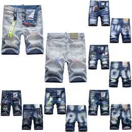 DSQ2 Heren Jeans shorts Hip Hop Rock Moto Heren Design Ripped Distressed Denim Biker DSQ zomer blauw cool guy Jeans kort