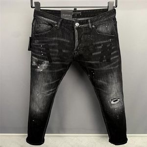 DSQ2 MEN Wash Cool Guy Jeans zwart Klassiek Mode Man Hip Hop Rock Moto Heren Casual Design Ripped Distressed Skinny Denim Biker D255G