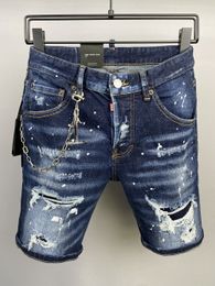DSQ2 Korte Jean Summer Men Jeans Blue Heren Luxe Designerjeans Skinny Riping Cool Guy Causal Hole Denim Modemerk Fit jeans voor man gewassen Pant 512