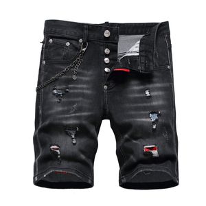 TR APSTAR DSQ court hommes jean Hip Hop Rock Moto hommes conception déchiré Denim Biker DSQ été noir jean court 1101