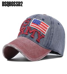 DSQBossd2 Unisexe Fashion lavé Denim Coton Baseball Cap Men039 Rebond Cap Ladies Sun Hat Bone Greis NY EMPHODERIE PRINTEMPS CA1025118