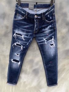 DSQSABCD 2 DSQ Merk Italië Heren Broek Mannen Slanke Stretch Denim Broeken Blue Hole Potlood Broek Jeans voor Mannen