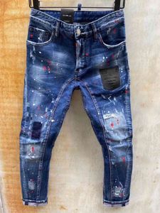 DSQSABCD 2 producten DSQ Merk Italië Heren Broek Mannen Slanke Denim Broek Blue Hole Potlood Broek Jeans voor Mannen