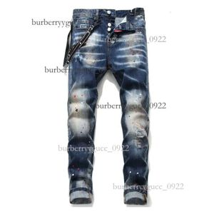 Dsquare Designer européen et américain D2 Slim Fit Pantalon de broderie élastique Mode Swing Paint Vêtements pour hommes Taille US 28-38 Jeans