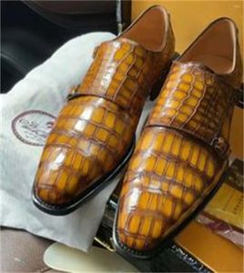 Dss Schoenen Che Male yyure Bwness Brogue Caing Geuine Codile Leyher Enyud Of Brush Color Mewn Fomal