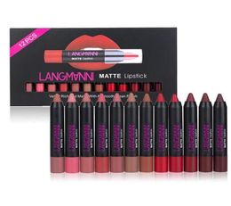 DSstyles 12 Stuks Matte Lippenstift Waterdicht Voedende Fluwelen Lippenstift Set Sexy Lip Make-Up Langdurige Make-Up Cosmetica Gift291z7108027