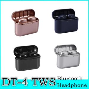 DT-4 TWS True Wireless Hoofdtelefoon Draadloze Sport Fitness Bluetooth 5.0 Noise-annuleren In-Ear Oortelefoon Oordopjes met oplaadvak 100pcs DHL