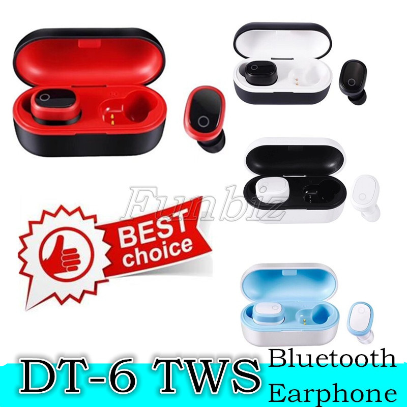 DT-6 DT6 TWS Mini Bluetooth 5.0 Auricolare Auricolari wireless True Stereo Sport Cuffie auricolari Auricolari in-ear Chiamata binaurale 4 colori