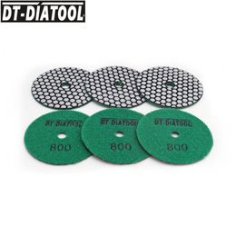 DT-Diatool 6/12pcs Grit 800 Dry Polishing Pads Resin Bond flexibel voor marmeren keramische 4 "/100 mm granieten schuurschijf